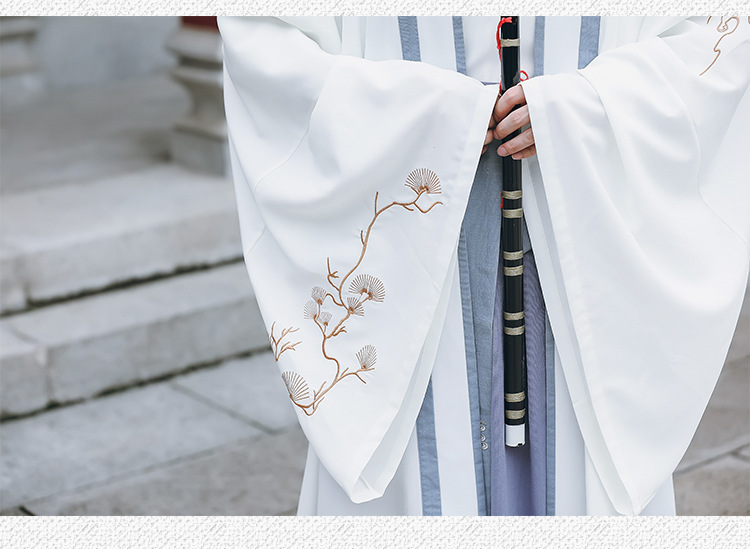 原创男款宋制汉服披风对襟开衫绣花长袖上襦一片式襦裙套装演出服