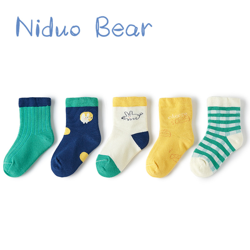 Nido Bear Children's Socks Oem Spring and Autumn Cotton Male and Female Baby Normal Tube Baby Socks Boneless Wholesale