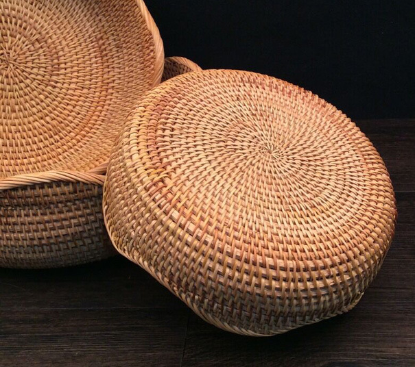 17001手工天然藤条编织收纳筐 水果瓜子糖果盘精致高档藤编筐