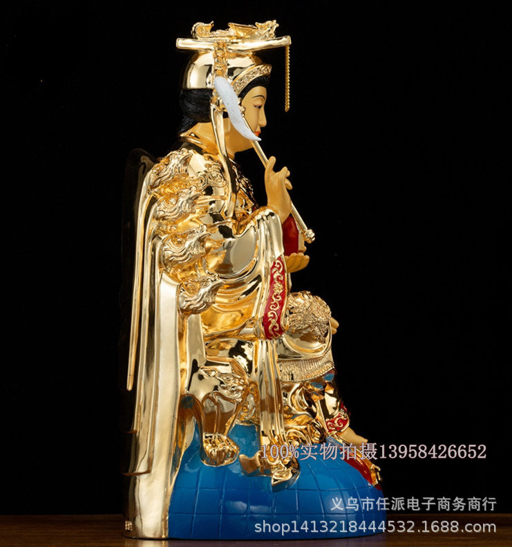 地母娘娘19寸九凤椅地母纯铜鎏金佛像后土娘娘后土夫人供奉摆件