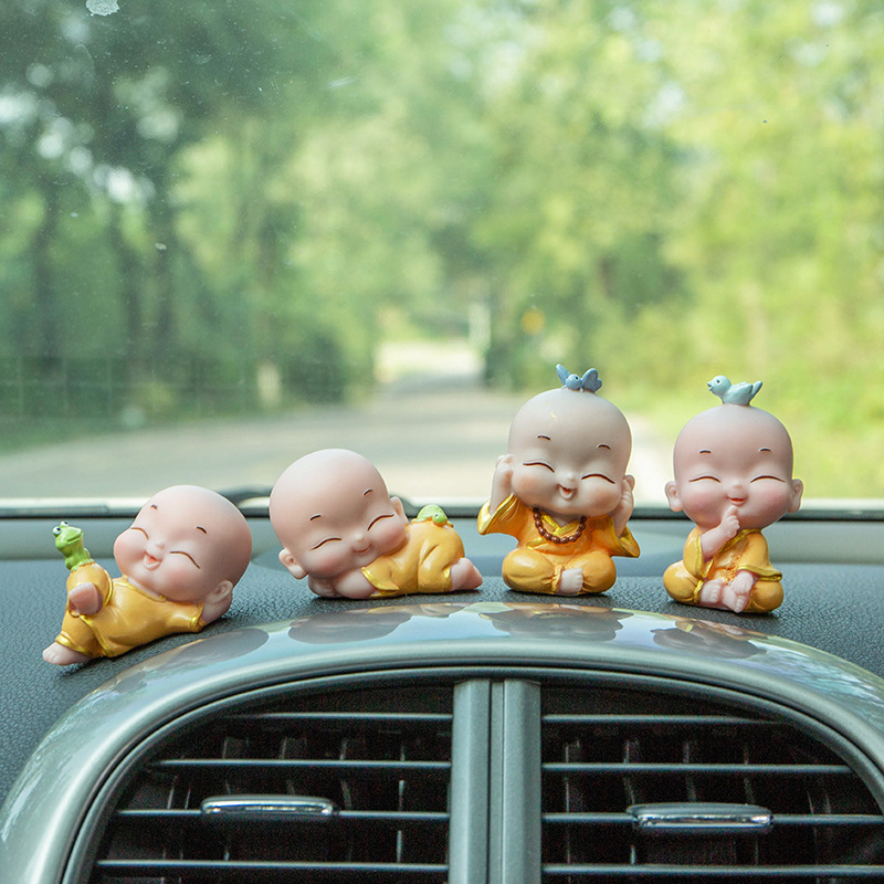 New Cute Childhood Cute Little Monk Car Decoration Shaking Head Monk Tea Ornaments Zen Ornament Creative Car