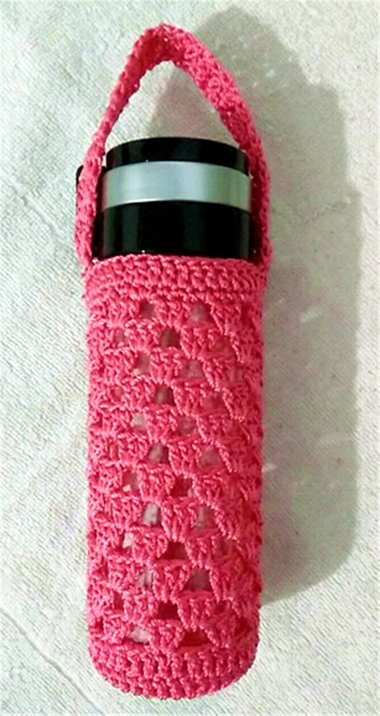 保温杯套斜挎毛绒水杯套保护套通用大号毛线钩织纯手工编织可爱