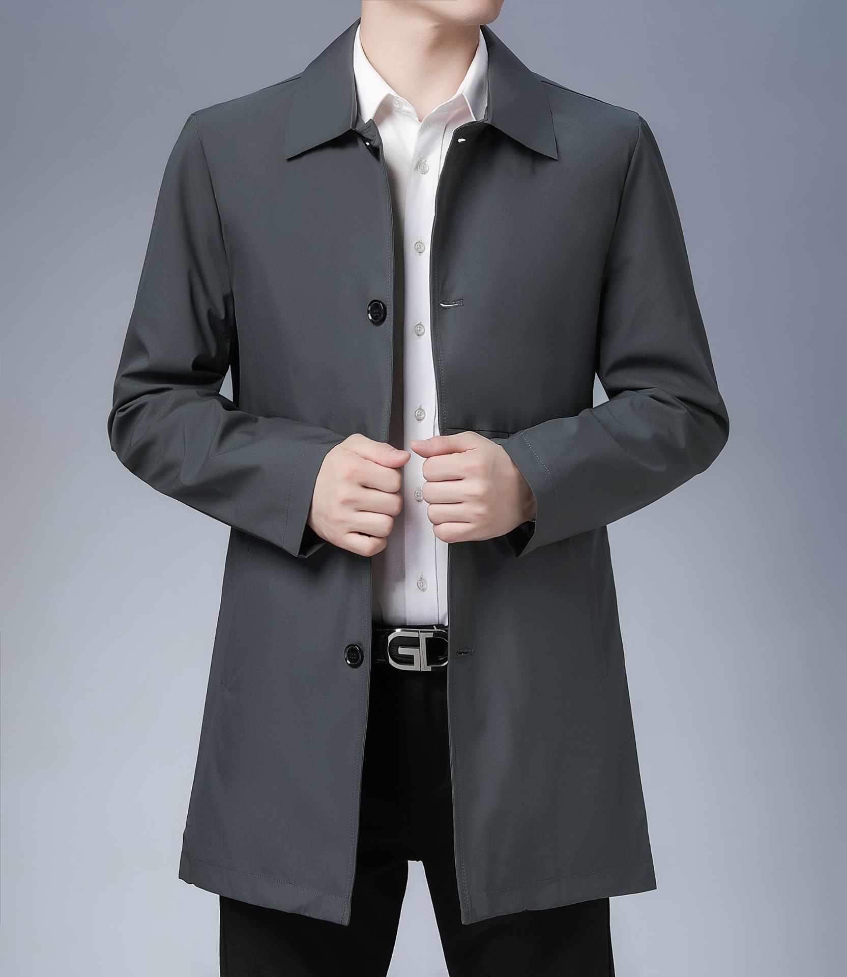 中长款商务风衣男