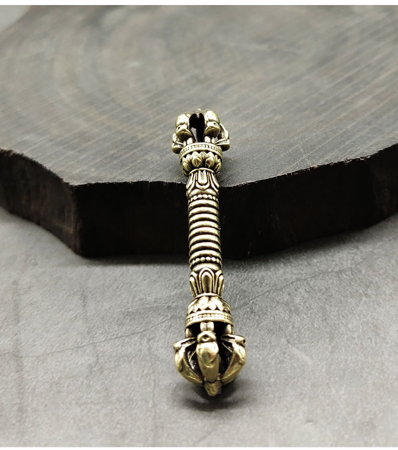 黄铜五股降魔杵密宗修行法器古玩铜器收藏随身小物件微雕纯铜挂饰