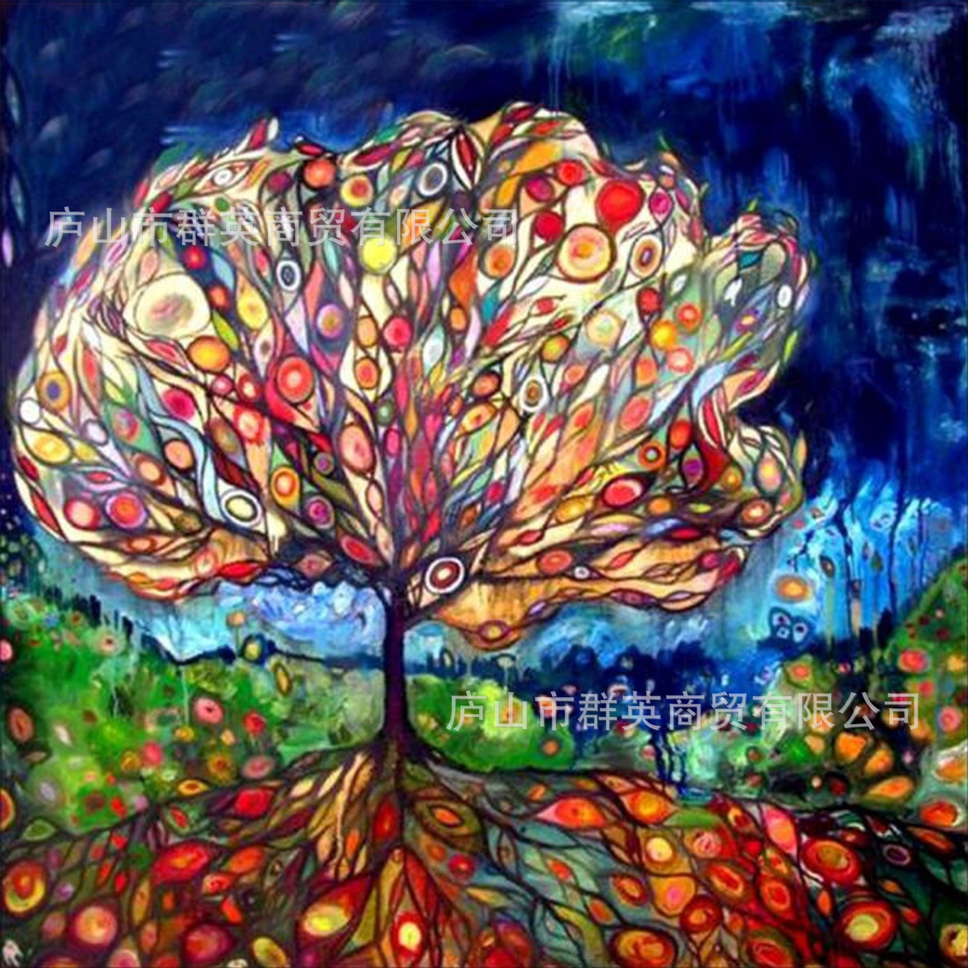 5d爆款彩色手绘钻石画diy创意彩绘大树钻石绣外贸热销定制