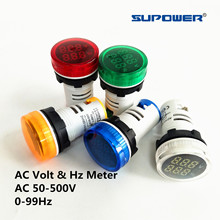 交流圆形电压频率表22mm数显电压表指示灯2合1 AC VOLT HZ METER