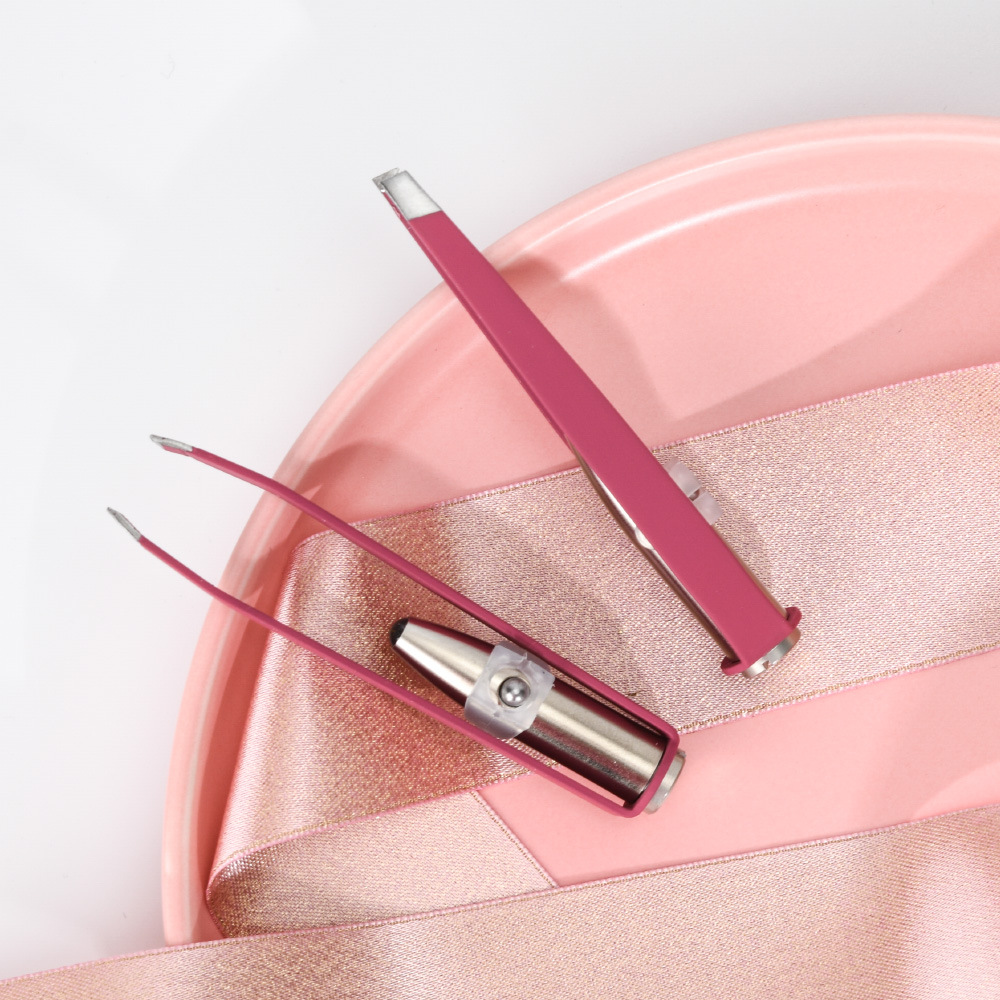 眉夹不锈钢led带灯夹子喷漆拔毛工具修理眉毛镊子可加工定制