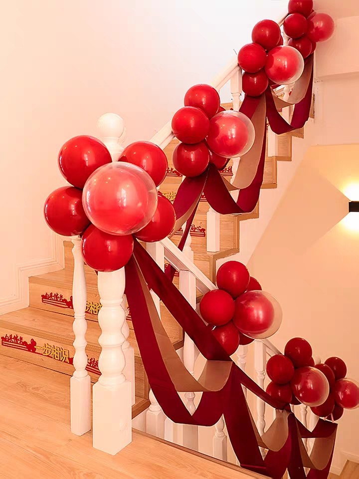 拉花布置拉旗布置无纺布波浪红色婚庆结婚装饰用品新房礼酒旗喜字