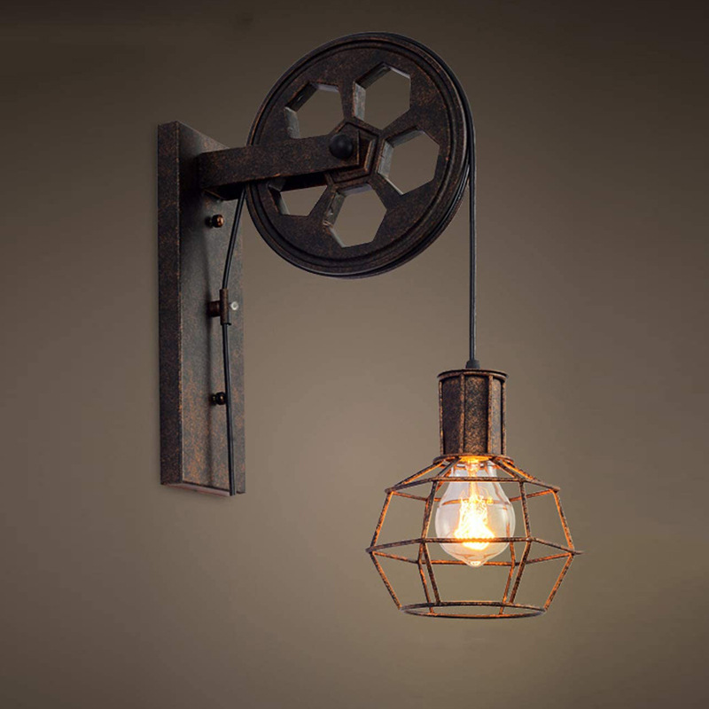 复古loft美式工业风壁灯休闲酒吧餐厅咖啡厅个性创意废铁锈色壁灯