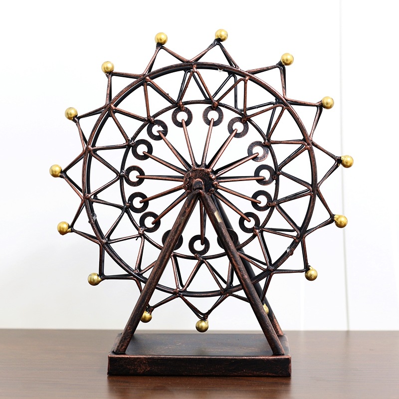 复古铁艺摩天轮 金属工艺品摆件 创意家居装饰品办公桌面橱窗摆设