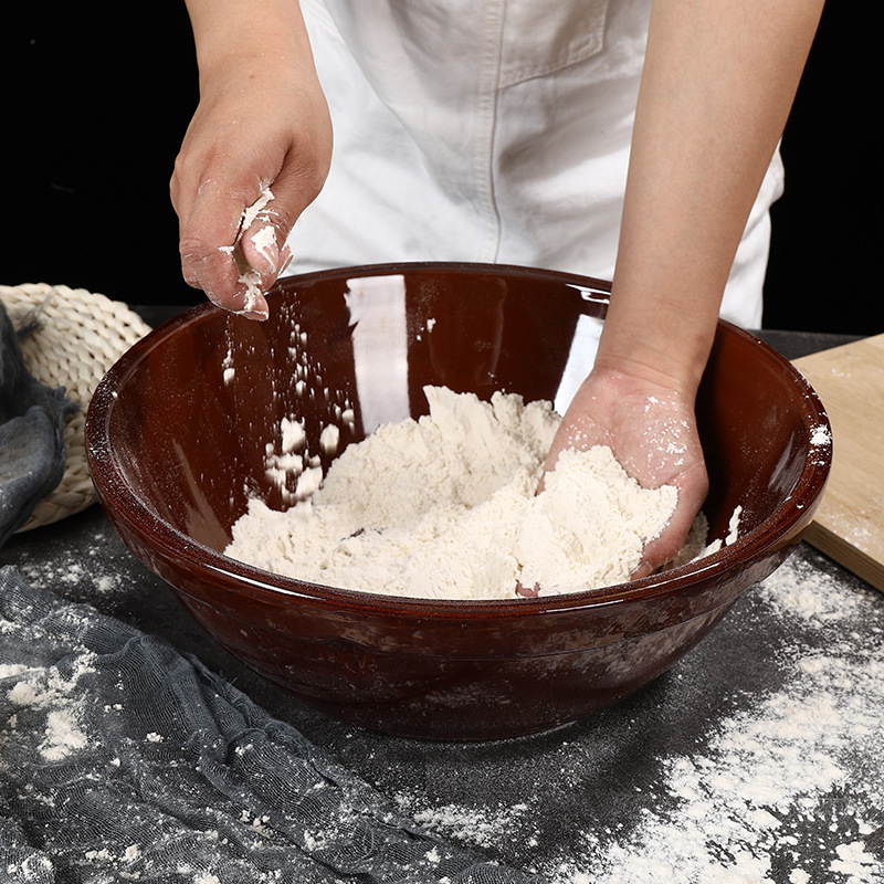 复古老式大号和面盆家用商用晒酱揉面发面特大号厨房陶瓷盆加厚
