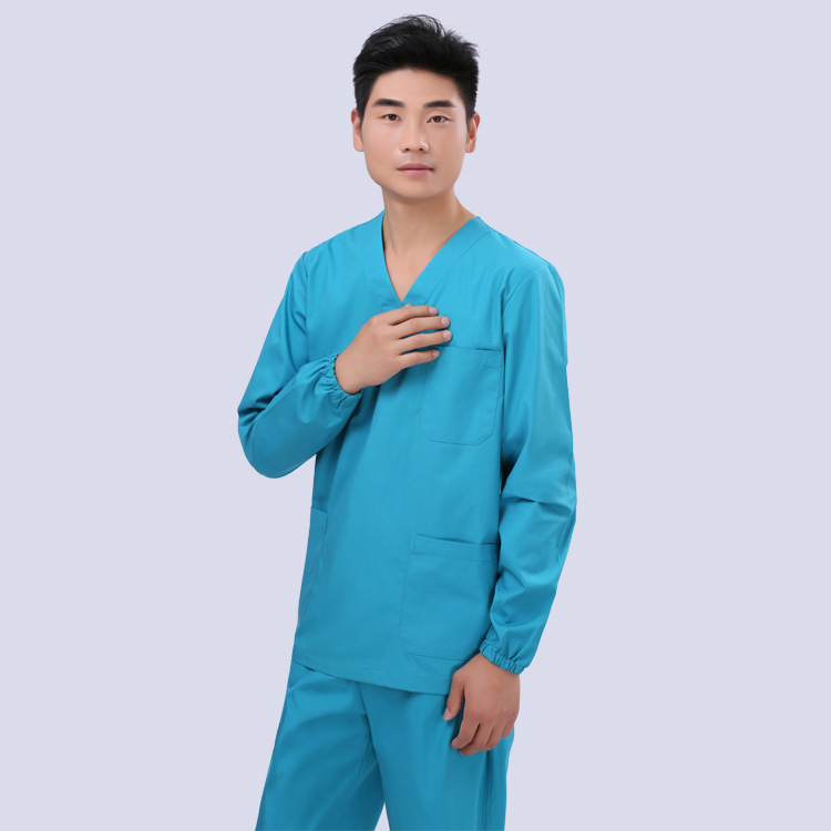 手术衣长袖隔离衣刷手服洗手衣医生护士服湖蓝分体套装