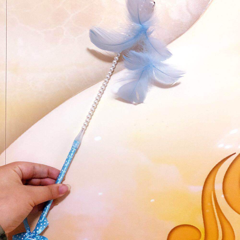 彩色羽毛铃铛棒棒糖逗猫棒仙女棒手工珍珠少女心梦幻逗猫玩具批发