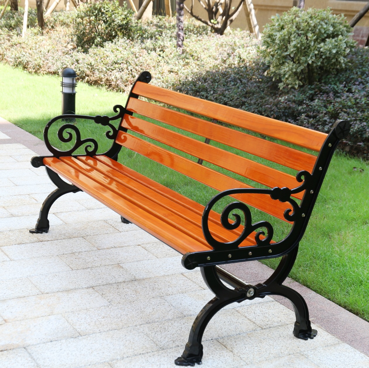 户外公园休闲椅景区公园椅园林景观长条椅子广场室外庭院花脚座椅