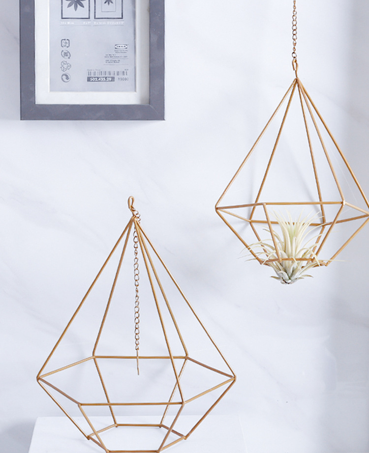 创意ins简约家用阳台水培植物悬挂铁架 客厅装饰铁艺链条金属支架