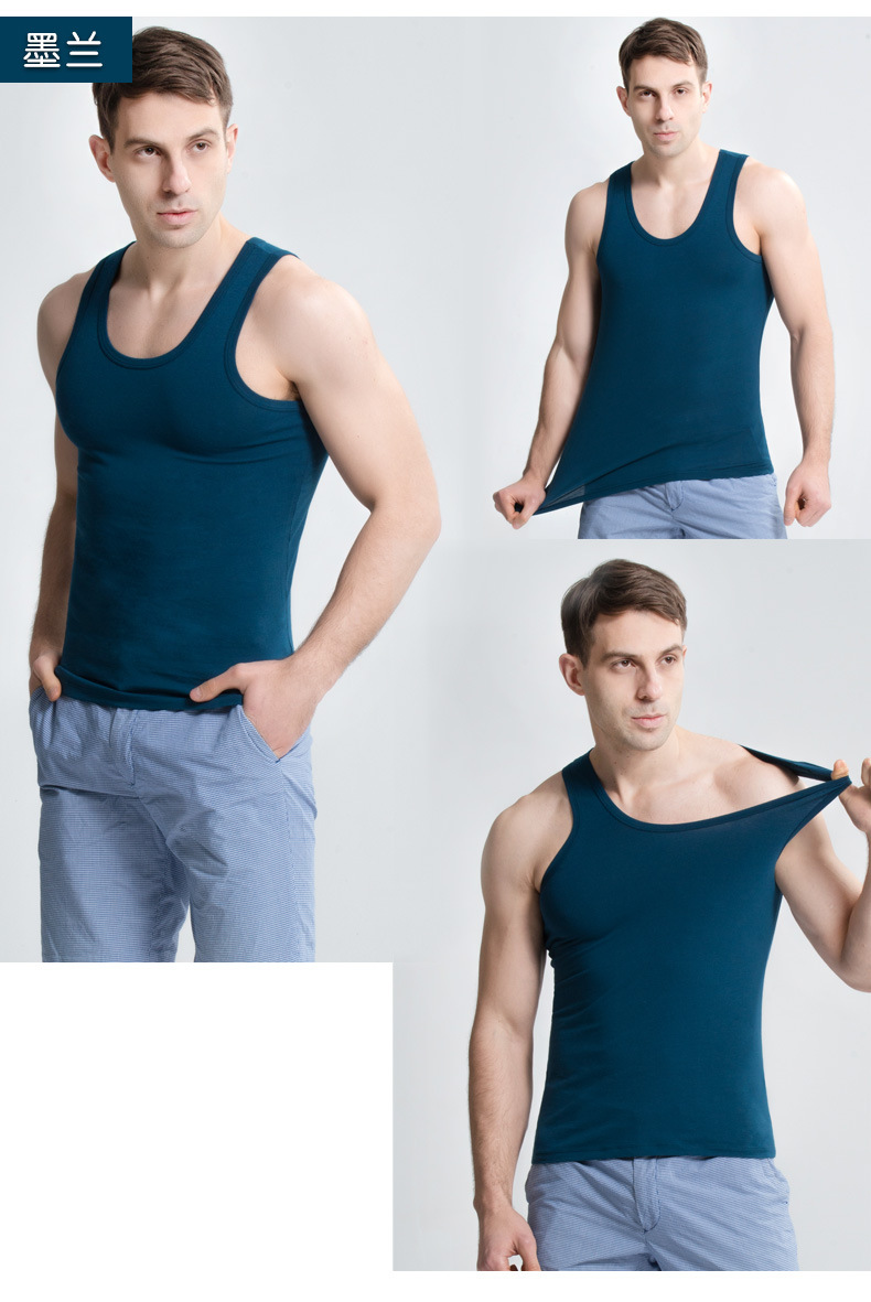 林莺鸟白色紧身跨栏背心男修身型弹力运动纯棉男吊带背心青年夏季