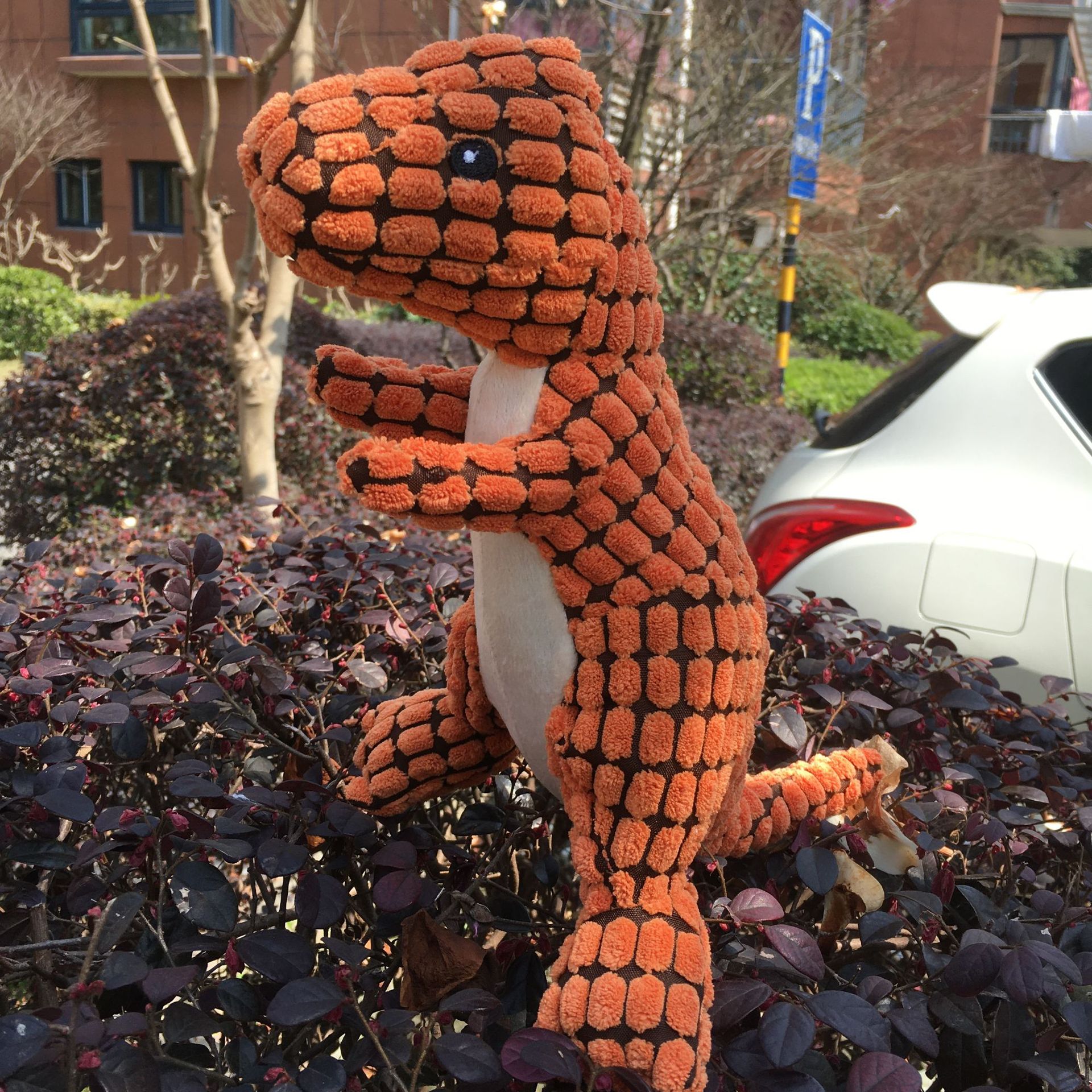 宠物毛绒恐龙发声玩具训练玩具恐龙玩具玉米绒割条绒宠物玩具