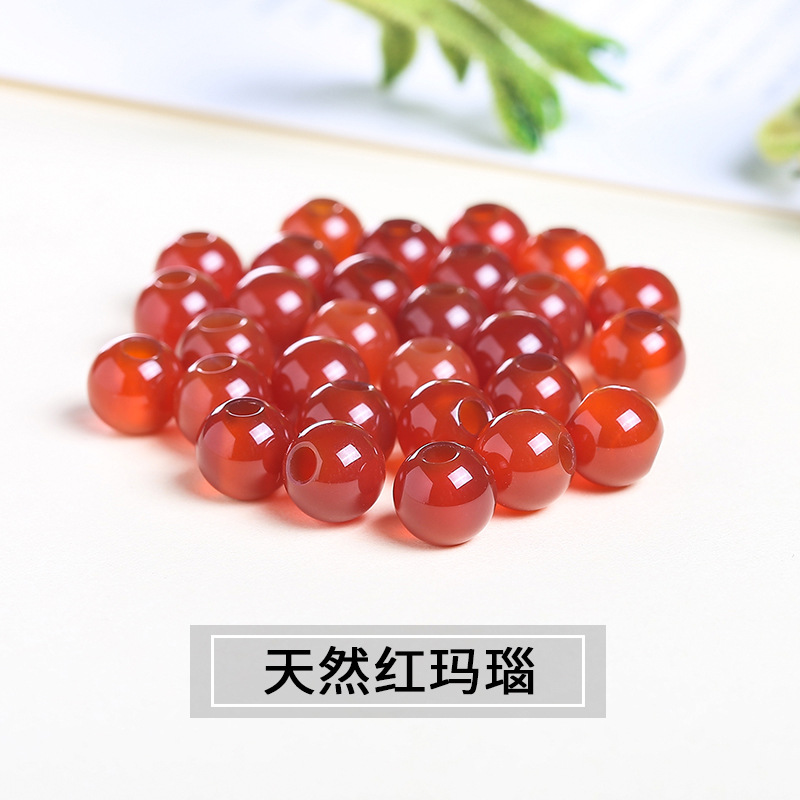 Jingde Jewelry Ornament Accessories Red Agate Large Hole Beads DIY Necklace Ball Plunger Panjia Beads Accessories Wholesale