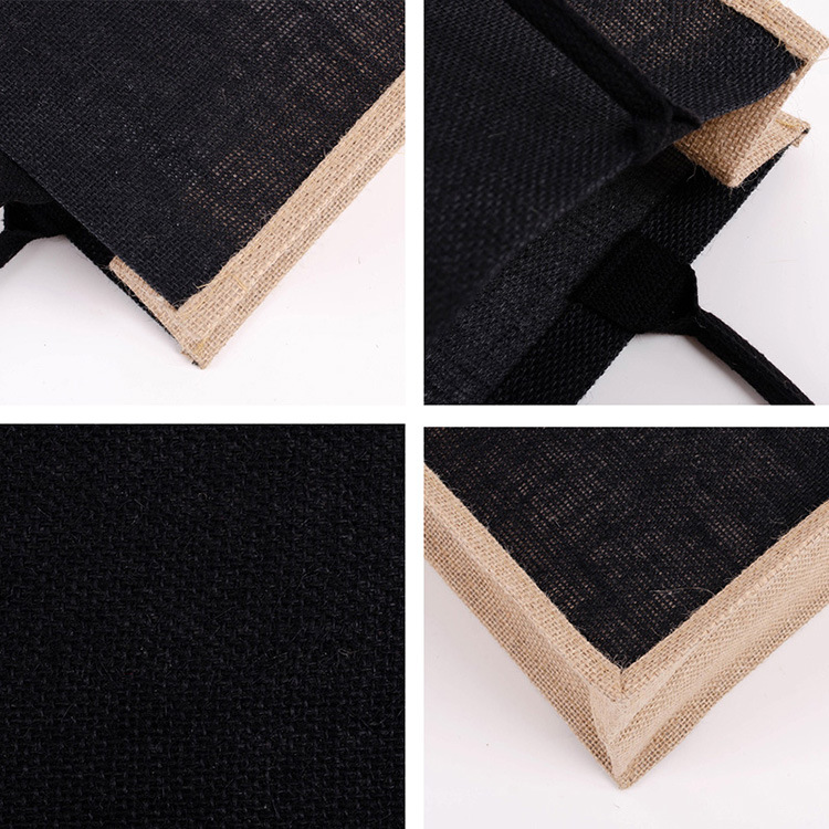 厂家批发现货复古黑色黄麻袋 定制定做覆膜防水手提麻布袋_创新手提袋