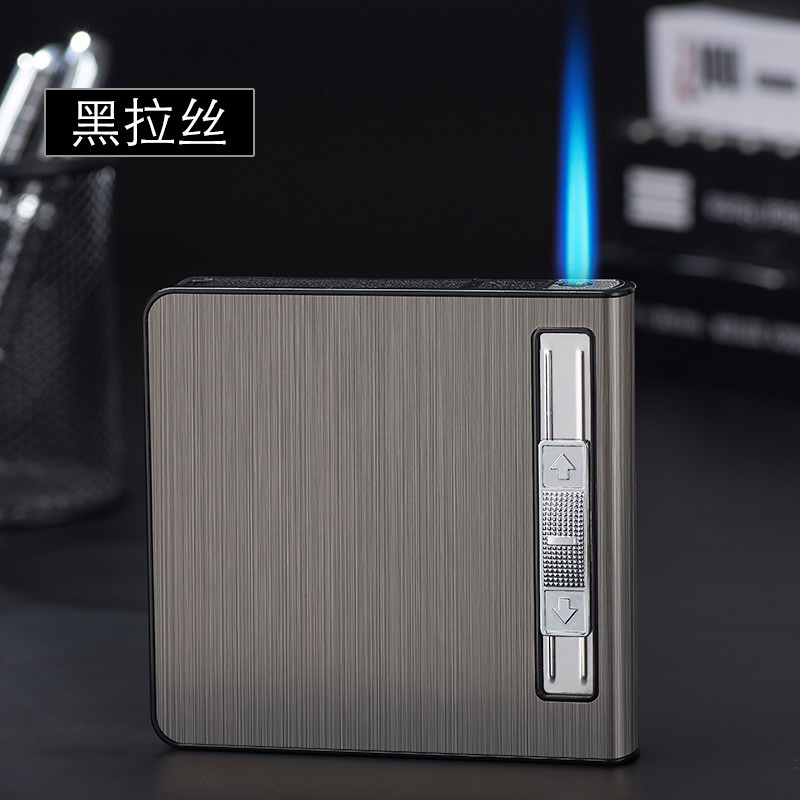 Cigarette Box Electronic Lighter 20 Pieces Whole Package Metal Creativity Direct Punch Windproof Cigarette Box Lighter Wholesale C01