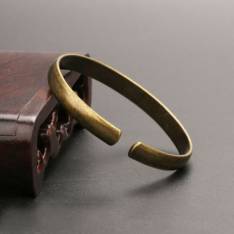 复古黄铜贵妃手镯女士开口铜镯子纯铜做旧古代铜饰品手环礼品收藏