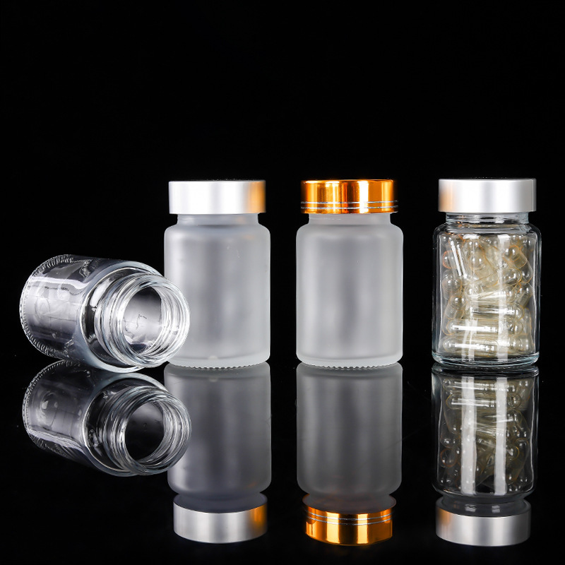 定制加工药用胶囊玻璃瓶藏红花透明磨砂瓶子虫草保健品包装盒瓶子