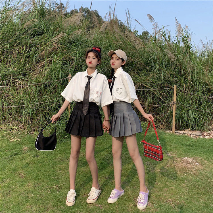 jk制服日系夏季短袖衬衫少女闺蜜装高中生毕业班服校服学院风衬衣