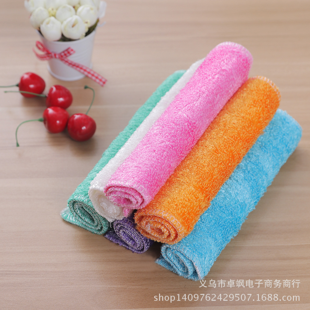 Wholesale New Bamboo Fiber Dish Towel Dishcloth Scouring Pad Stall Running Jianghu Supermarket