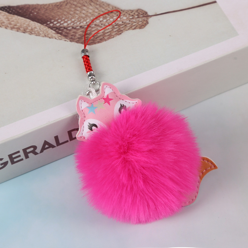 Stall Supply Student Schoolbag Cute Funny Little Fox Pendant Plush Fashion Lobster Buckle Small Gift Key Chain