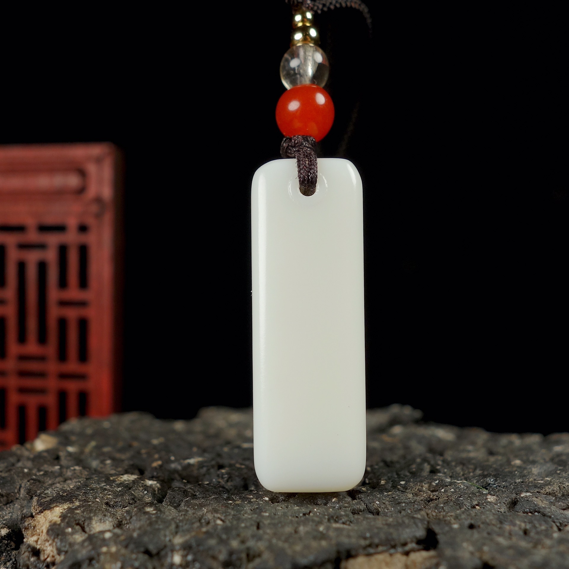 天然和田玉平安无事牌吊坠新疆山料白玉祈福许愿玉牌项坠无字玉佩