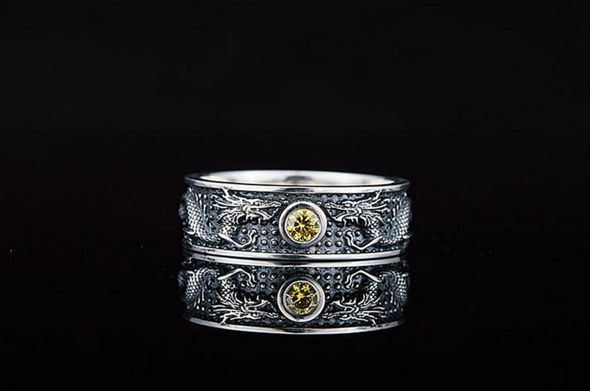 宸盈爆款龙纹合金戒指 男士精致霸气龙形指环 跨境电镀饰品批发