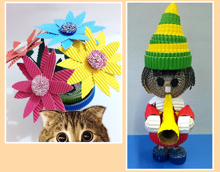 彩色瓦楞纸4k单面手工纸美工纸儿童手工diy折叠纸幼儿园环境布置