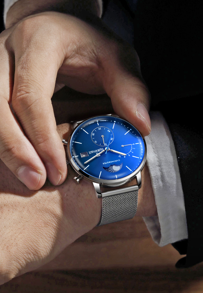 马克华菲品牌手表男士新款真皮带防水石英表学生时尚潮流潮牌男表