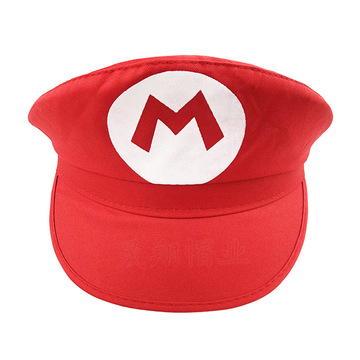 mario马里奥帽子儿童游戏超级玛丽帽子批发卡通动漫周边八角帽
