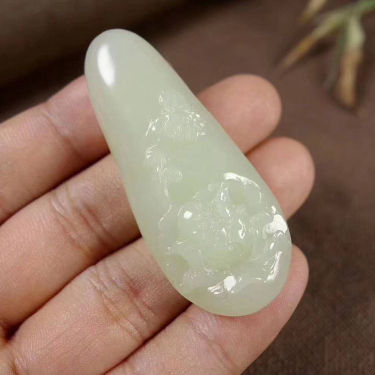温润斋天然和田玉昆仑玉白玉玉石蝶恋花挂件送证书玉器花开富贵坠
