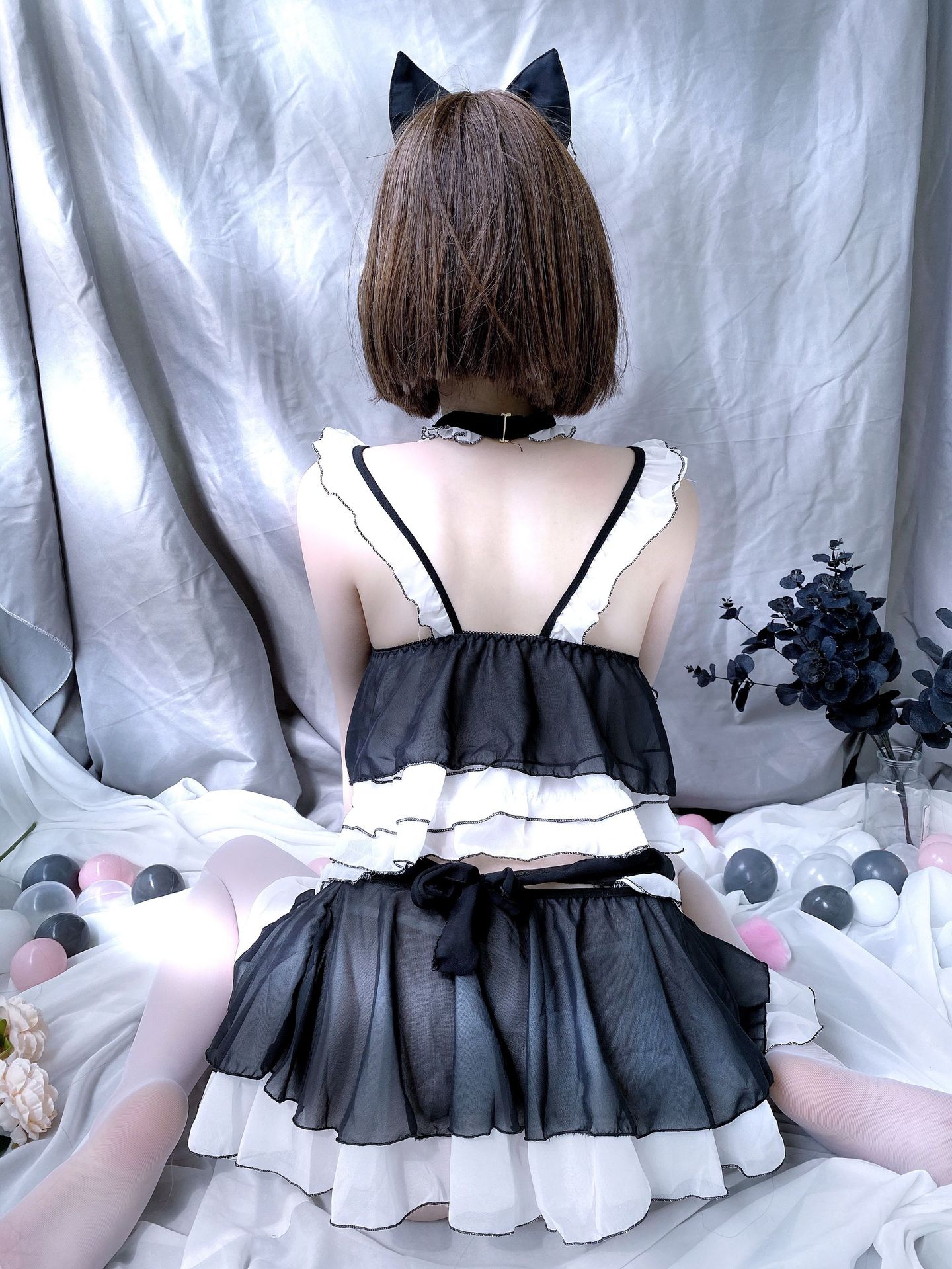 情趣内衣女装制服诱惑雪纺爱心镂空猫女郎性感套装新款可爱睡衣