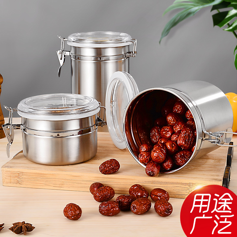 Cut Tobacco Sealed Moisturizing Tank Stainless Steel Seal Can Food Coffee Beans Cereals Storage Box Jar