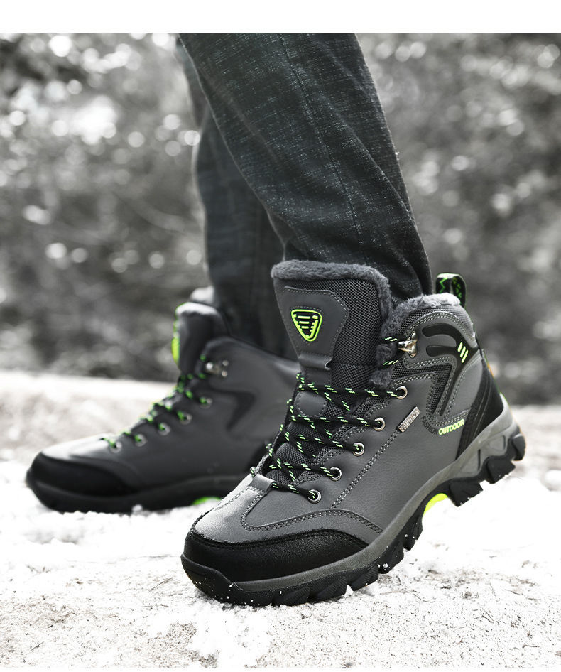 冬季高帮雪地靴加绒加厚保暖棉鞋棉靴男士户外休闲登山鞋防寒防水