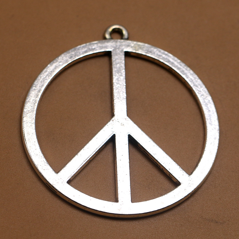 亚马逊个性爆款 复古反战和平吊坠标志 长款个性毛衣链吊坠 批发