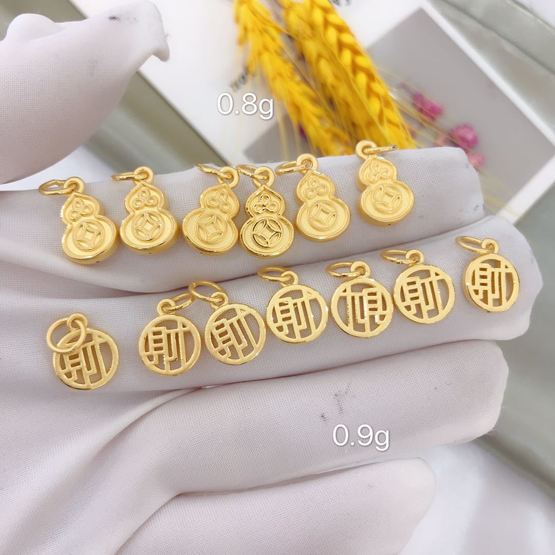 热卖爆款黄金吊坠福牌水滴月亮花生3d硬金十全十美首饰一件代发