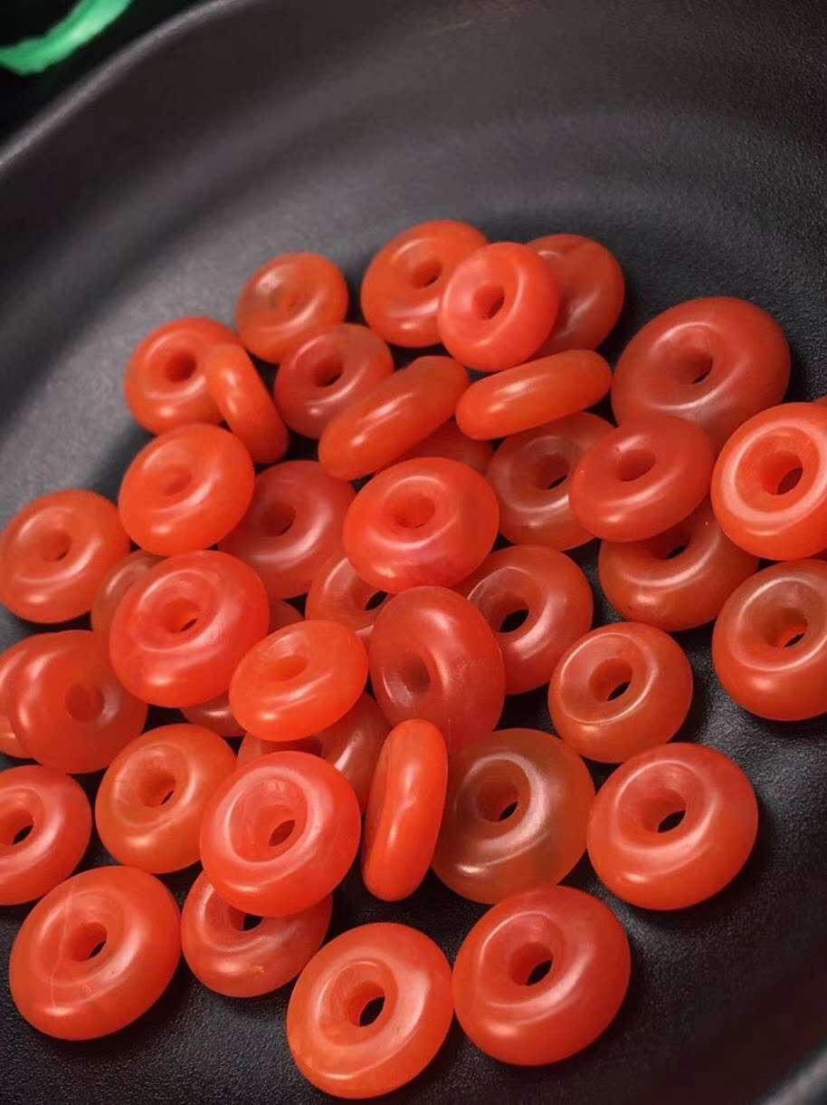 厂家直销 保山南红面包圈小配件 颜色红润 干净无杂 品质如图批发