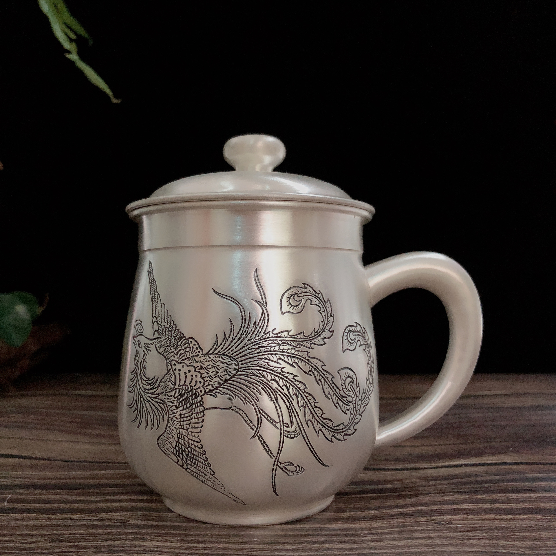 龙凤呈祥足银杯子办公杯茶杯高端礼品纯银茶杯厂价现货定制印字