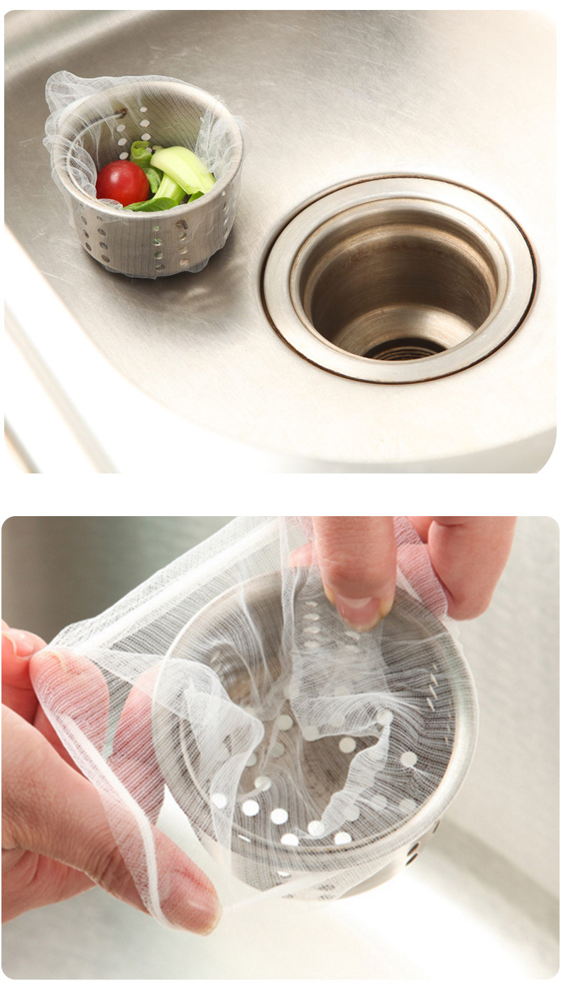 厨房水槽用蔬菜渣过滤网袋 100只装大号水池残渣漏网水槽过滤网