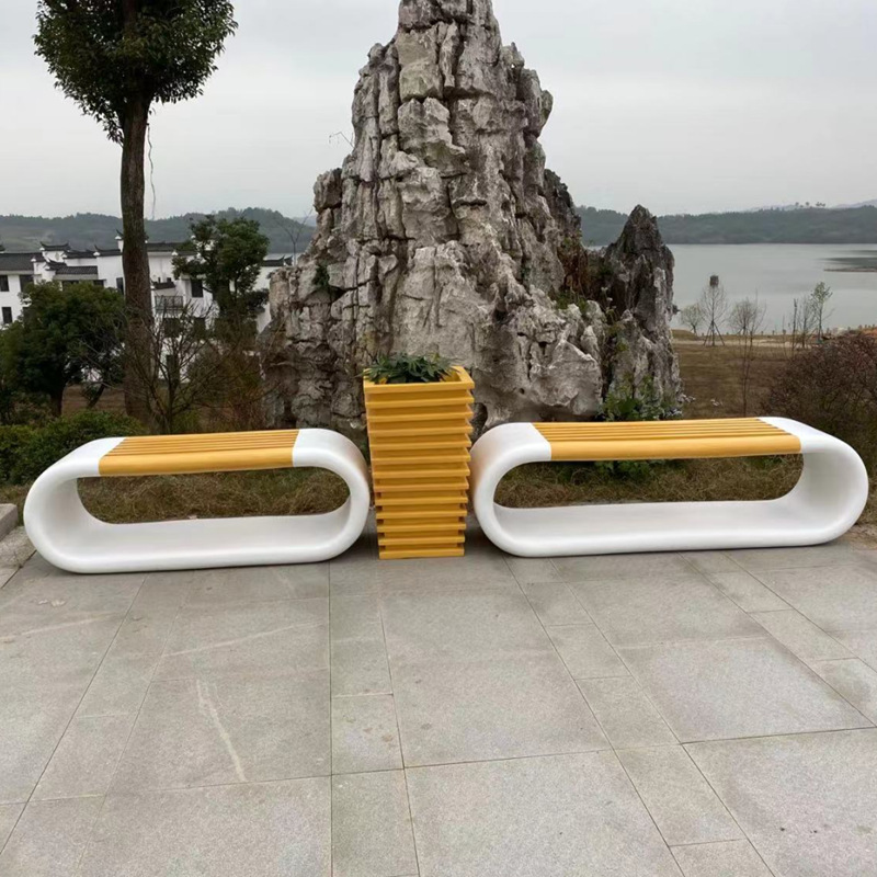 玻璃钢休闲椅商场座椅公共座椅休息区创意环形卡通座椅美陈长条凳