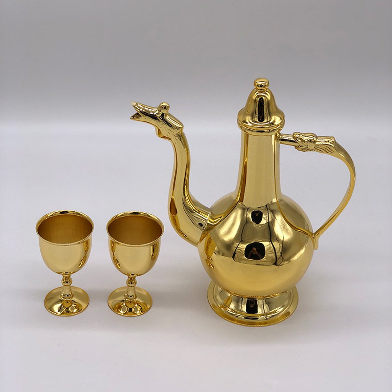 厂家直销 中式花雕酒杯 白酒杯 镀金 酒水杯 酒店 餐厅金银器餐具