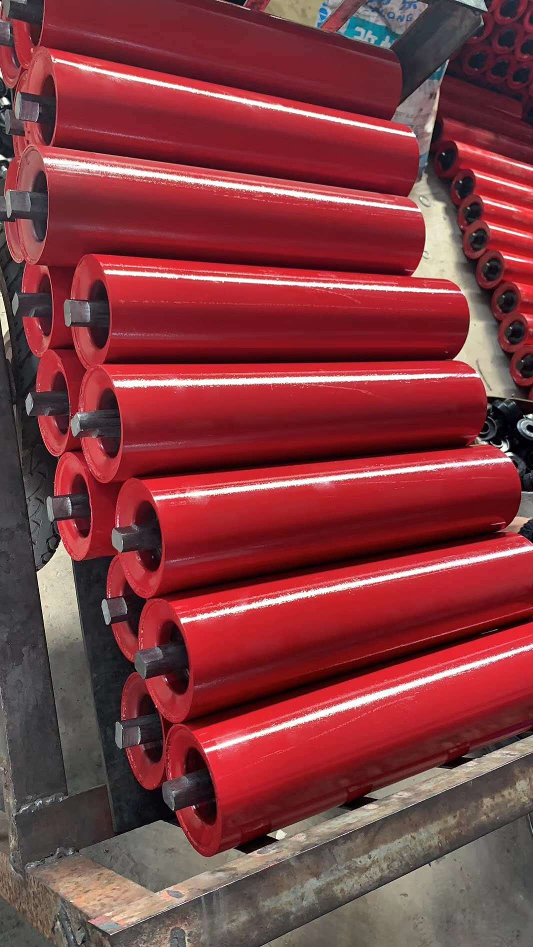 输送带托辊滚筒支架托轮辊轴输送机配件三联尼龙槽型流水线托辊子