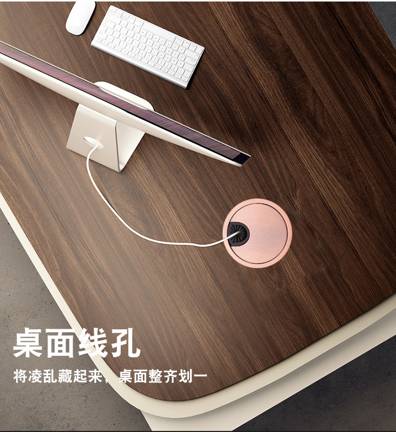 办公桌锌合金走线孔盒 电脑桌多功能圆形合金过线孔盖桌面穿线盒