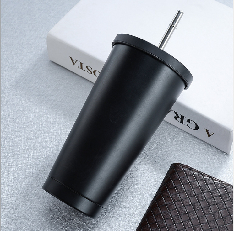 Stainless Steel Vacuum Cup Set Cup with Straw 304 Double Wall Water Bottle Gift Advertising Lettering Logo Star Bar Cup