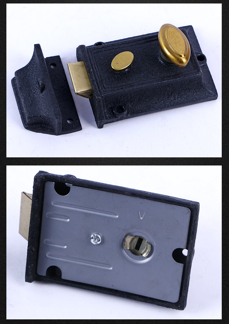 双保险弹子门锁 老式木门锁 外装门锁 二保险弹子锁 非牛头锁牌