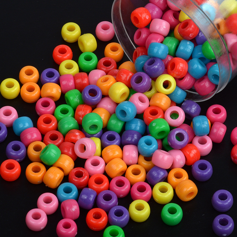 大孔圆筒桶珠混珠按斤儿童串珠玩具diy手工制作女孩手工亚马逊
